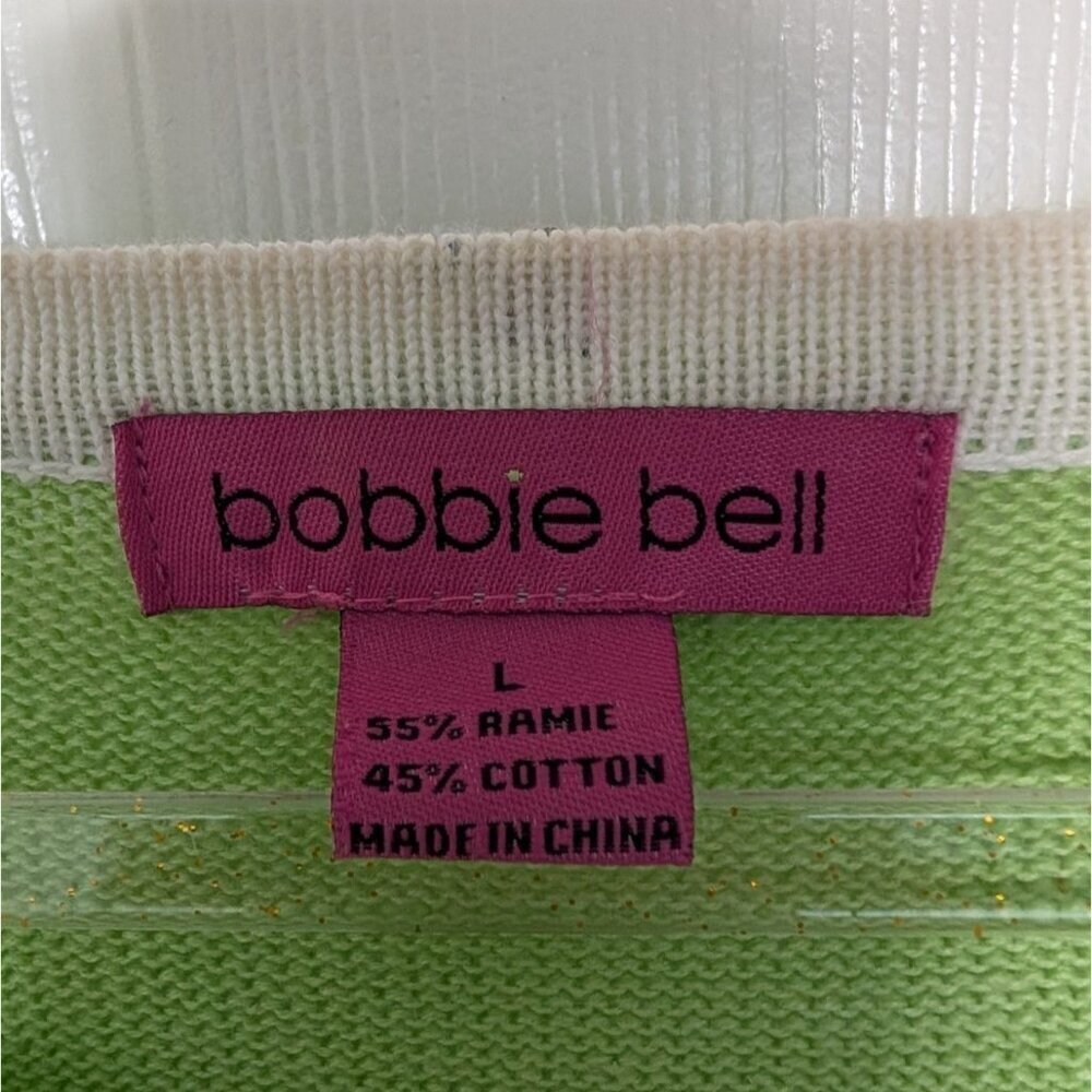 Vintage Bobbie Bell Dog Cardigan Womens Size Large Green Embellished Sweater - Picture 11 of 15